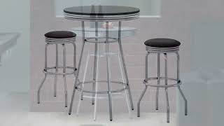 Winsome Summit Black Chrome 3pc Pub Height Set - The Classy Home