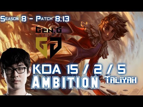 GEN Ambition TALIYAH vs LEE SIN Jungle - Patch 8.13 KR Ranked