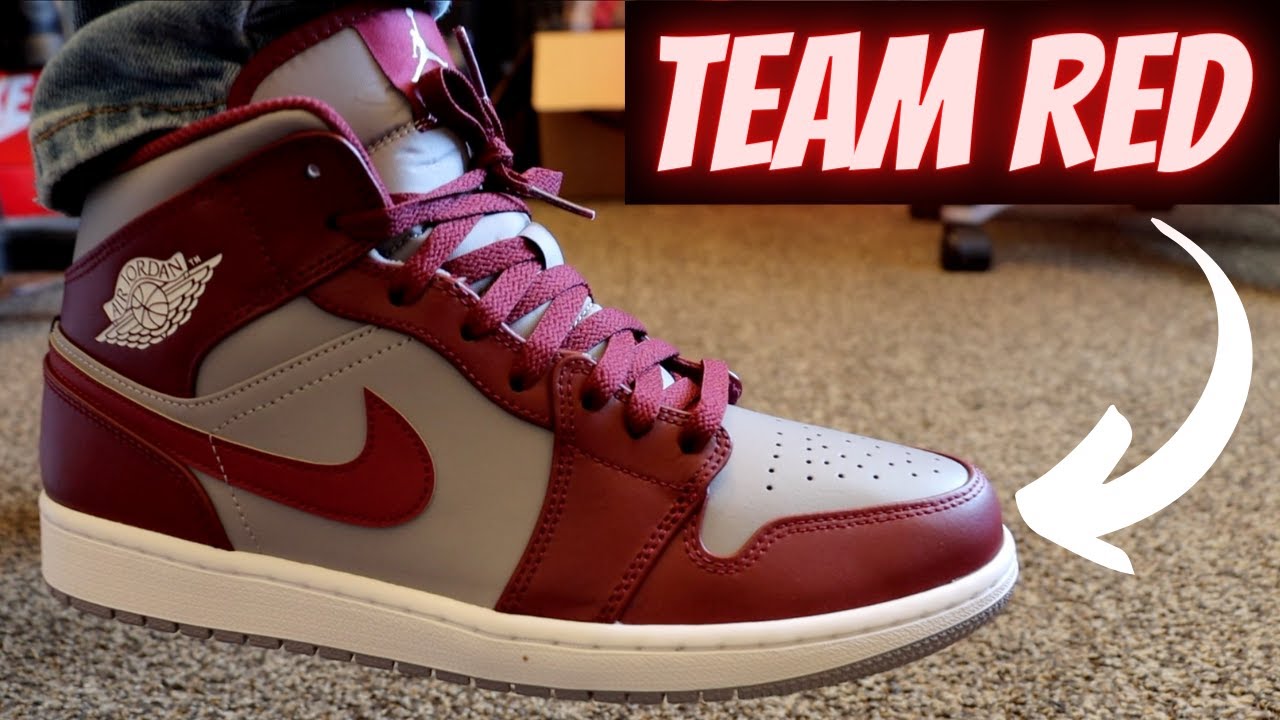 Jordan 1 Mid Cherrywood Red/Team Red Unboxing + On Feet!