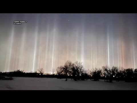 Light Pillars in nighttime sky explained