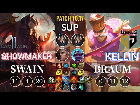 DWG ShowMaker Swain vs GEN Kellin Braum Sup - KR Patch 10.17