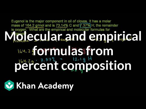 Molecular and Empirical Forumlas from Percent Composition Video