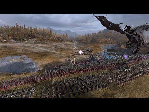 Epic River Crossing Defense - Dark Elves Vs Norsca -Total War Warhammer 3