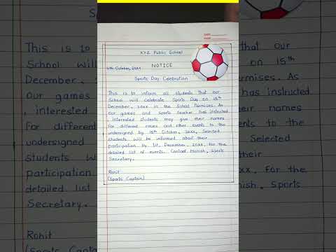 Notice Writing for Annual Sports Day | Notice writing | English handwriting | writing