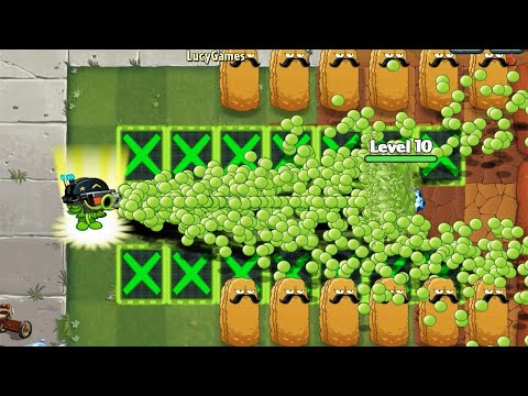 Mega Gatling Pea and 99 Plant Level 1 Vs Amberhead Zombie Level 10 - PvZ 2 Battlez