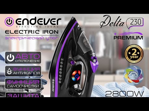 Миниатюра изображения товара Утюг Endever Delta-230 (черный/фиолетовый)