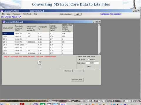 05 LasApps - coverting core data in MS Excel to LAS format