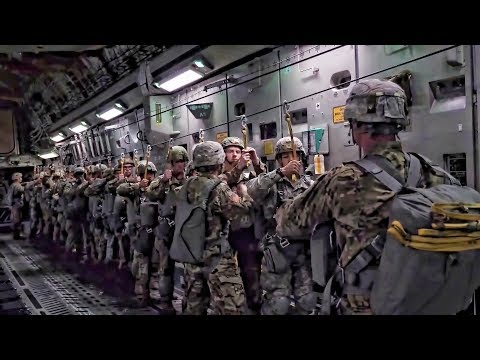 Army Paratroopers Jump From C-17 Globemaster Day & Night