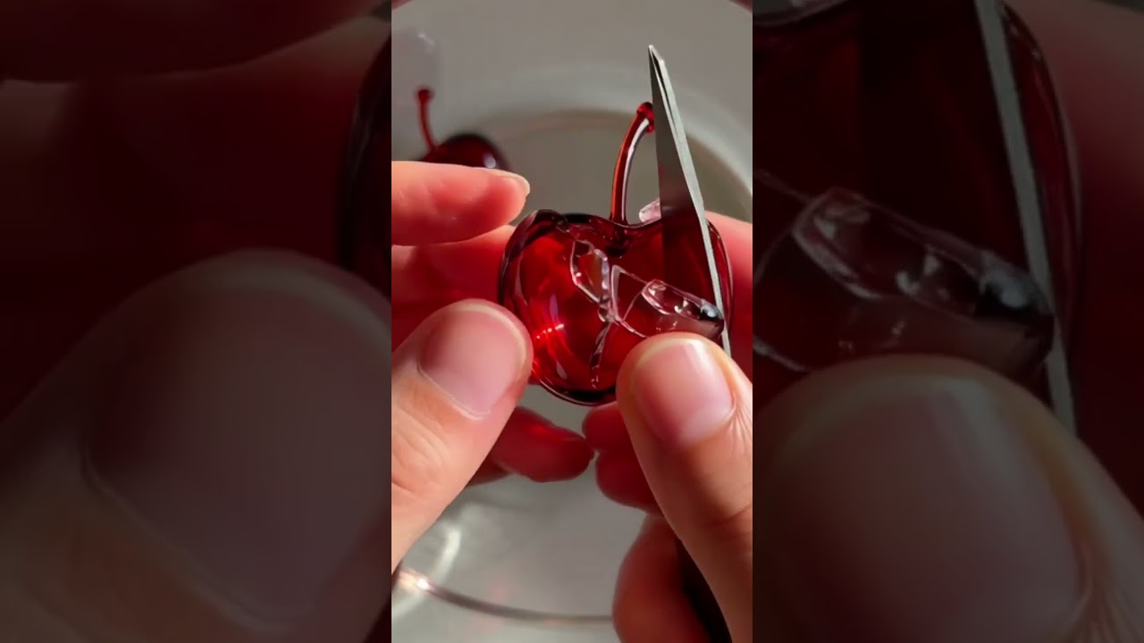 cutting glass cherry asmr#shorts #asmr #ai