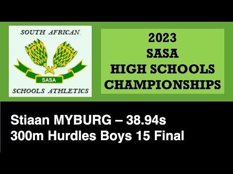 Stiaan Myburgh - 300m Hurdles Boys 15 (38.94s) - SA Schools Championships