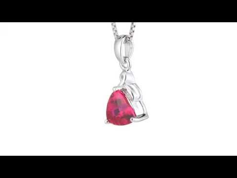 3 cts Trillion Cut Ruby Sterling Silver Pendant SP8368 by Peora Jewelry
