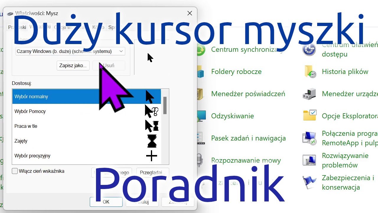 Duży kursor myszki - jak ustawić