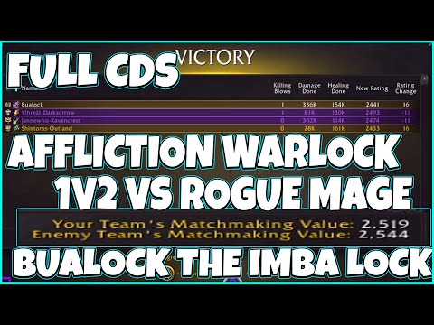 AFFLICTION WARLOCK WITH FULL CDS 1v2ing ROGUE MAGE  AT 2500 MMR DOING IMPOSSIBLE?