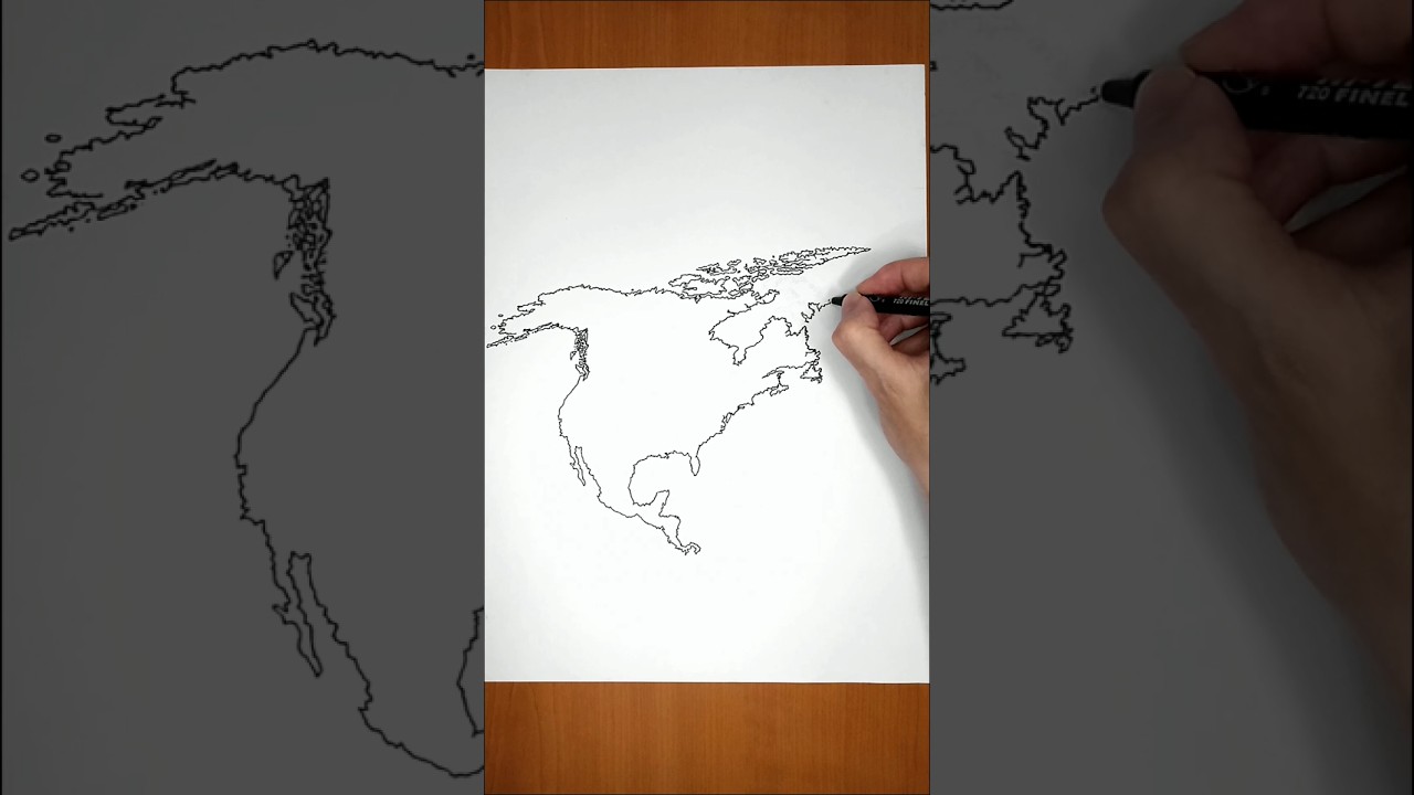 Drawing North America Map 🗺️ | How to draw a map #shorts #map #drawing #education #art #viral