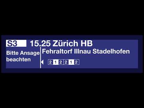 SBB Ansage - Einfahrt der S3 nach Zürich HB in Pfäffikon ZH