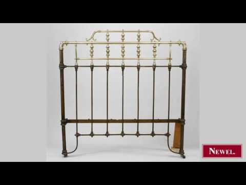 Antique American Victorian style brass bed with spindle