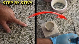 DIY Damaged Terrazzo Floor Repair Or Countertops (Granite,Quartz,Marble)
