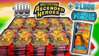 I Opened 100 Ascended Heroes Packs and a $1,000 EX Unseen Forces Pokemon Pack! (3,000 Sub Special!)
