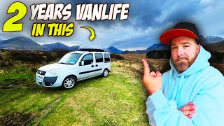 2 years of VAN LIFE in a Fiat Doblo…  under 5 mins.