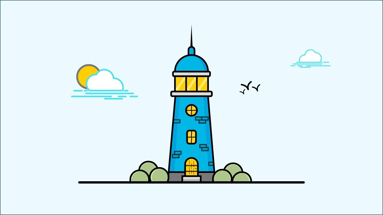 Flat Design - Lighthouse Graphic Design in Affinity Designer