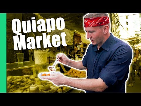 Filipino Street Food Tour in Quiapo Market, Manila (Turon, Kwek Kwek, Fried isaw) Video