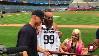 Aaron Judge meets WWE superstars