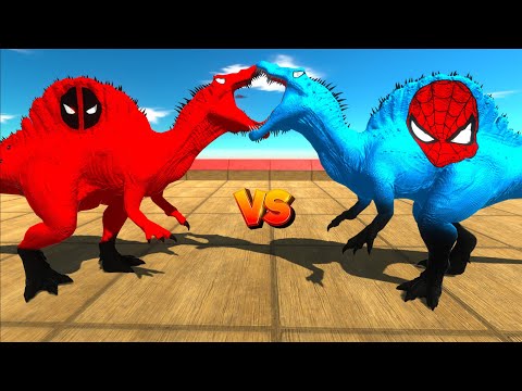 DEADPOOL SPINOSAURUS vs SPIDERMAN SPINOSAURUS 1V1 TOURNAMENT - Animal Revolt Battle Simulator