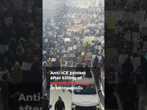 Anti-ICE protest held in Minneapolis after second US citizen killed | AJ #shorts