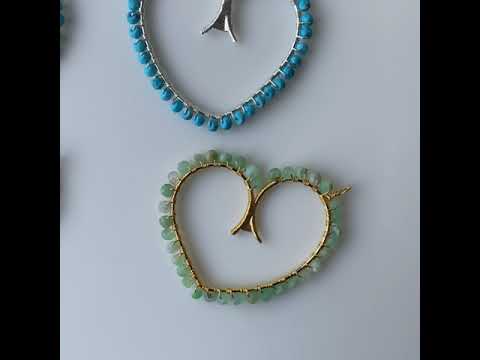 Heart shaped hoop beaded gemstone connector