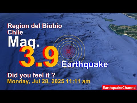 80 km West of Curanilahue, Arauco, Region del Biobio, Chile Earthquake today now