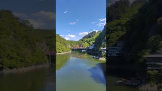 【帝釈峡・神龍湖】神龍湖遊歩道・2つのアーチ橋からの景色