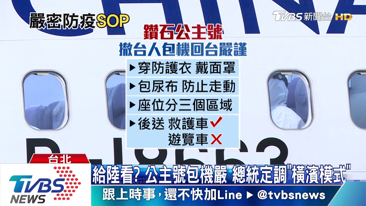 給陸看?公主號包機嚴 總統定調「橫濱模式」
