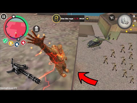 Rope Hero Vice Town - (Stone Giant Man Climb on Army Base)Stoneman Thorns grow out of the stone - HD