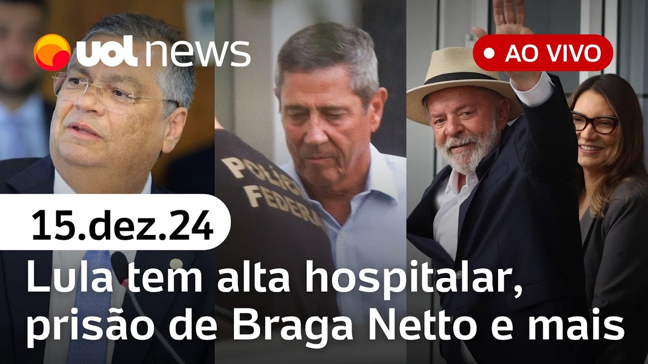 Lula tem alta e fala da prisão de Braga Netto; reação de Bolsonaro e réus do 8/1 | UOL News ao vivo