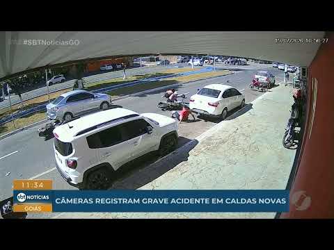 Câmeras registram grave acidente em Caldas Novas