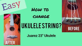 How to change ukulele string?|| how to change concert ukulele string|| Juarez 23" ||