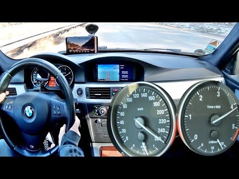 BMW 330d E90 Acceleration 0-260 Autobahn POV  no speed limit - top speed test