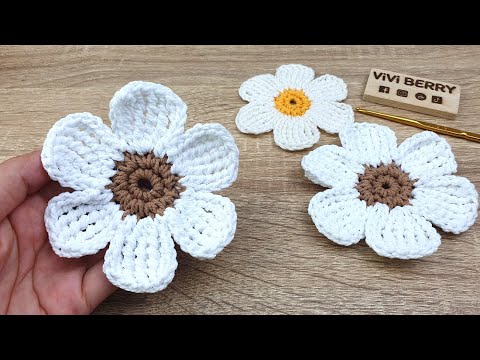 DIY Tutorial EASY Crochet flower | Crochet DAISY Flower | VIVI BERRY CROCHET