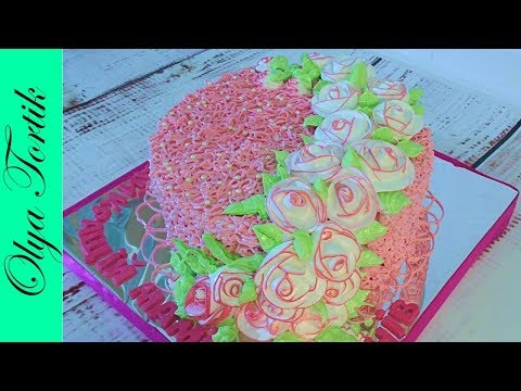 Cream Cake with Cream Roses /// Olya Tortik Home Pastry Chef