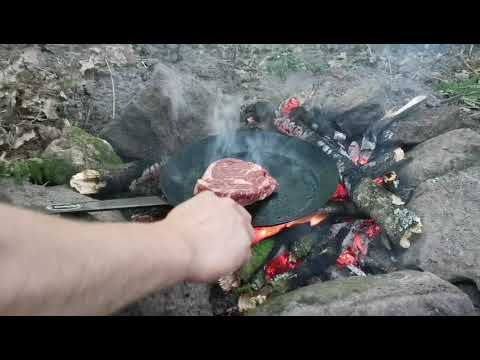 Cooking A Kick Arse Rib Eye Steak On An Open Fire