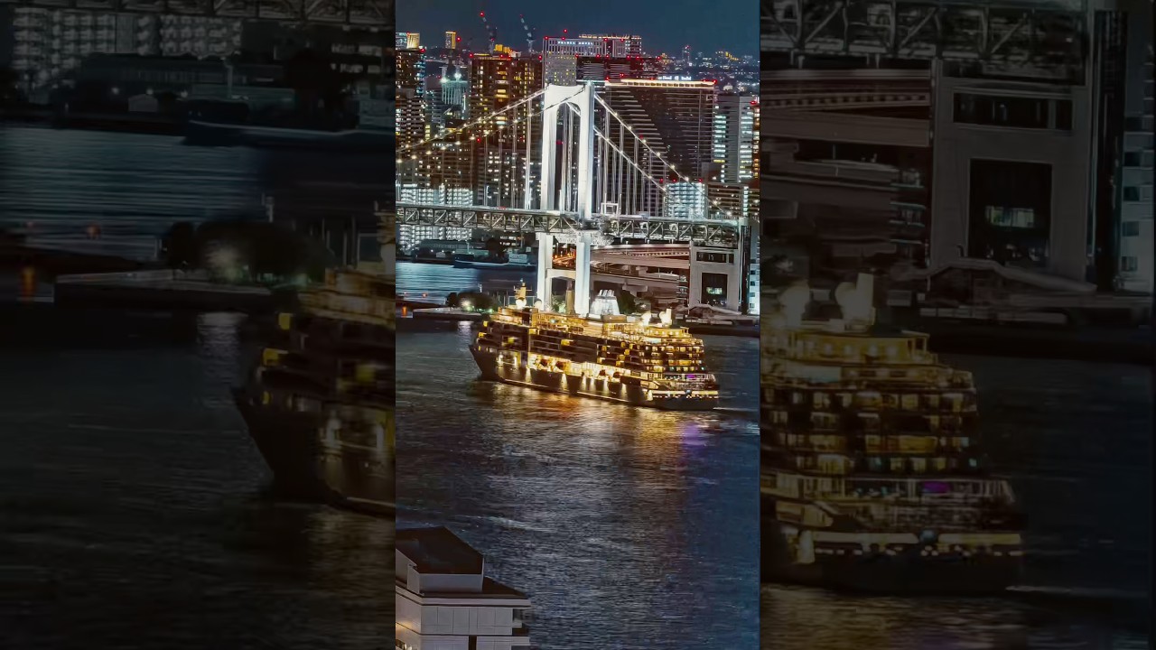 東京の夜景を浴びて出航する豪華客船🚢