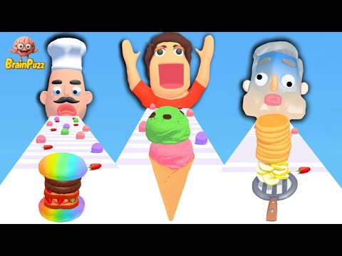 Sandwich Runner VS Pancake Run VS Ice Cream Runner  🥪 🥞 🍦 Level Up Gameplay (iOS, Android)