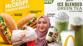MCDONALDS SPICY MCCRISPY CHICKEN BURGER SPICY GARLIC SAUCE & GREEN TEA LATTE FOOD REVIEW MALAYSIA