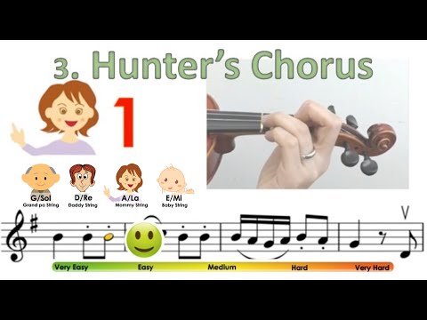 Hunter's Chorus | Suzuki Violin book 2 | Notes & finger pattern tutorial on violin | HTP TV