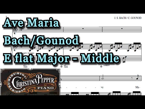 Ave Maria Bach Gounod E flat Major Piano Accompaniment Karaoke Middle Voice