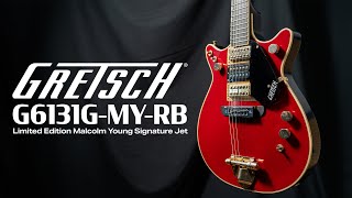 Video thumbnail for Gretsch G6131G-MY-RB Limited Edition Malcolm Young Signature Jet | Vintage Firebird Red by MooreMusicGuitars