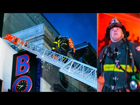 *TIMES SQUARE FIRE!* FDNY Battles 4th Floor FLAMES in a Restaurant [ Manhattan 10-77 Box 811 ]