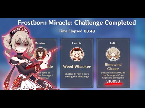 EVIL DPS Barbara deals 310K Damage on lvl 91 Resurgent Cryo Regisvine and One Round KO it