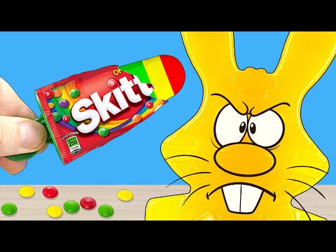 МОРОЖЕНОЕ ИЗ КОНФЕТ SKITTLES СЕКРЕТ ФОКУСА И ЖЕЛЕЙНЫЙ ЗАЯЦ ХАРИТОН