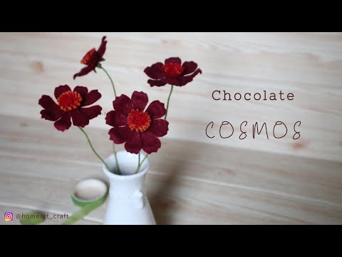 Felt Flowers DIY - How to Make Chocolate Cosmos Felt Flower - Tutorial Felt #DIY (English Sub) Video